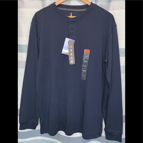 NWT North Hudson Outfitters Men’s Navy Blue Henley Long Sleeve Shirt - Picture 1 of 3